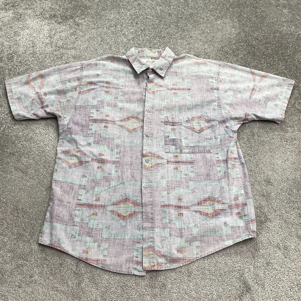 Body Objects Vintage 90's Y2K Single Stitch Shirt Mens Large Geometric Retro